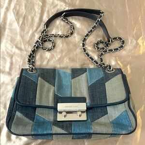 Michael Kors Denim Chevron Shoulder Bag